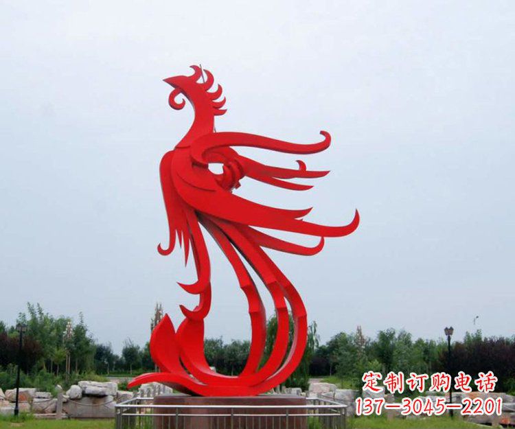 南通精美凤凰雕塑点亮凤凰公园