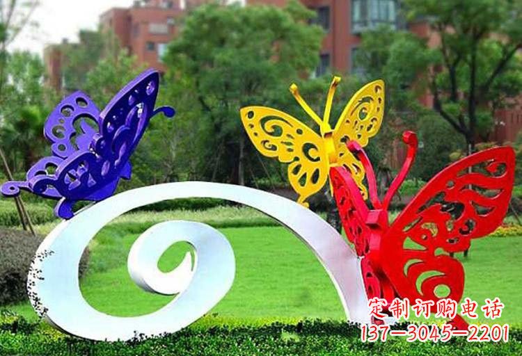 南通彩色蝴蝶雕塑,点亮不锈钢公园