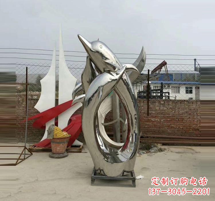 南通不锈钢海豚雕塑——象征着动物自由的象征