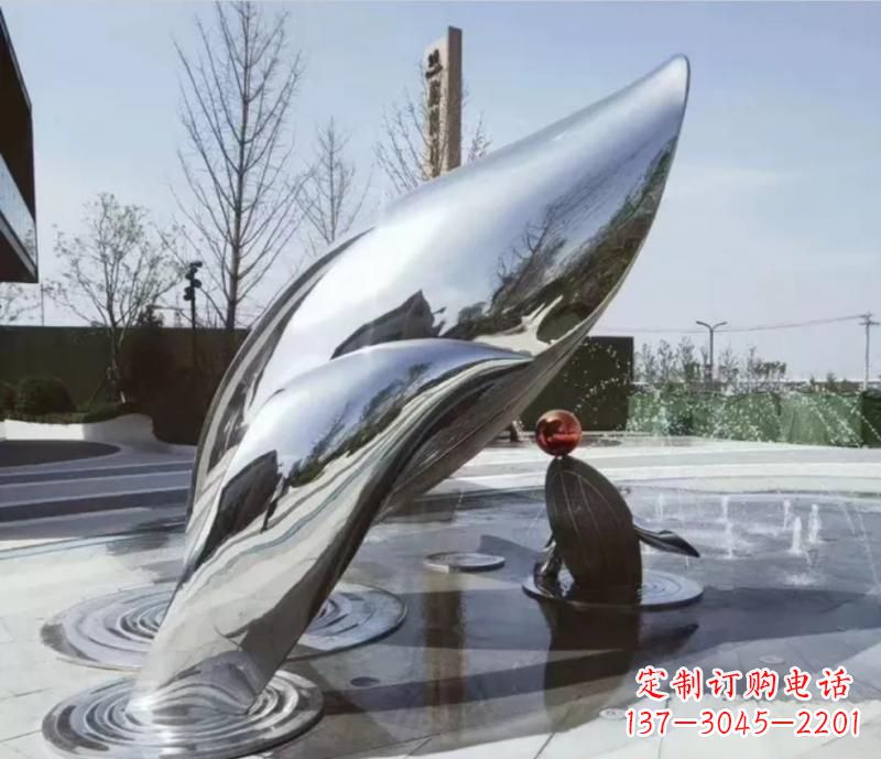 南通精美不锈钢海豚雕塑