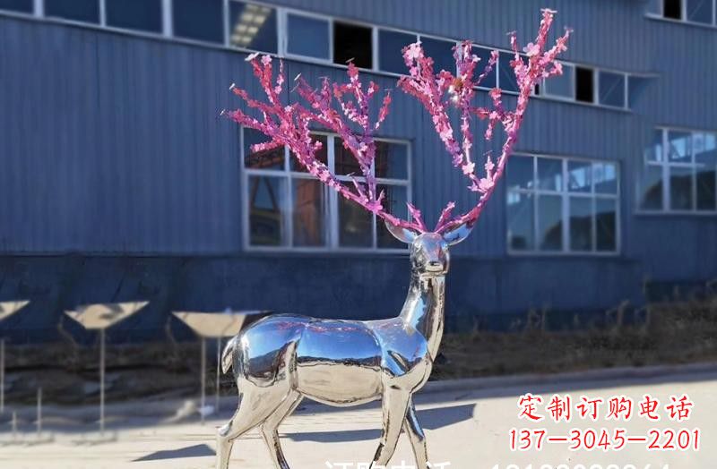 南通梅花鹿雕塑不锈钢公园的美丽礼物