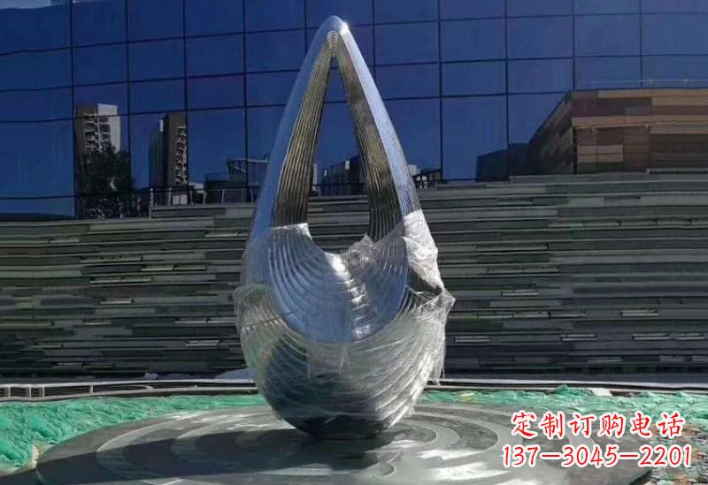 南通不锈钢空心水滴雕塑美丽的艺术之作