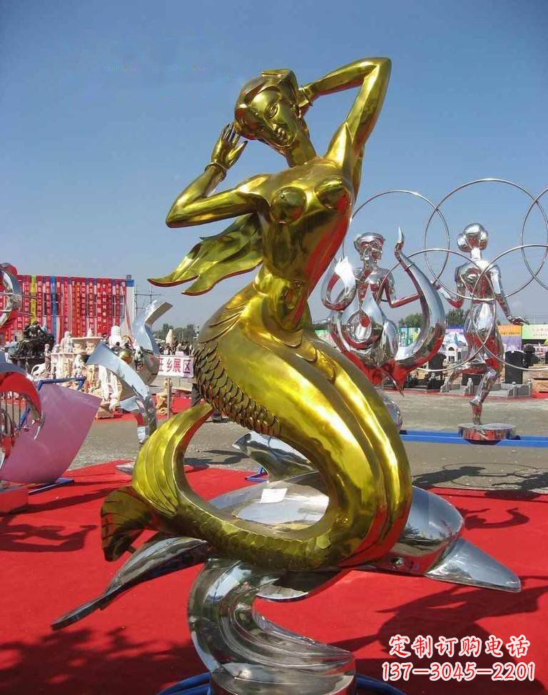 南通不锈钢美人鱼雕塑——美丽的象征