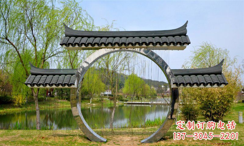 南通不锈钢公园月亮门雕塑传承中华文化