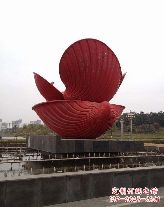 南通不锈钢贝壳喷泉雕塑——海洋之美无限