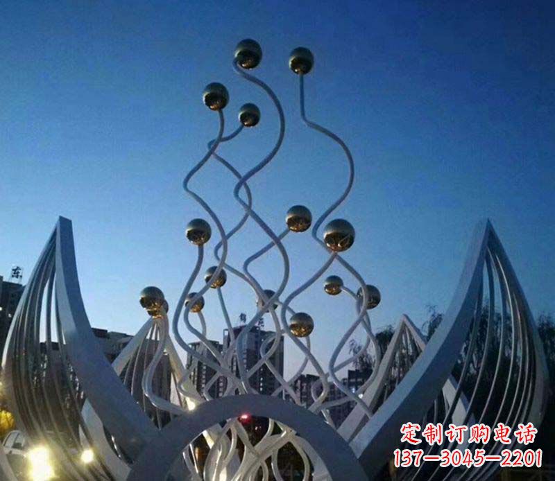 南通不锈钢荷花雕塑美丽的象征
