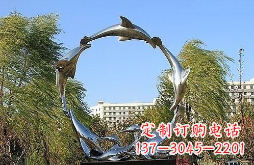 南通不锈钢海豚雕塑美的化身