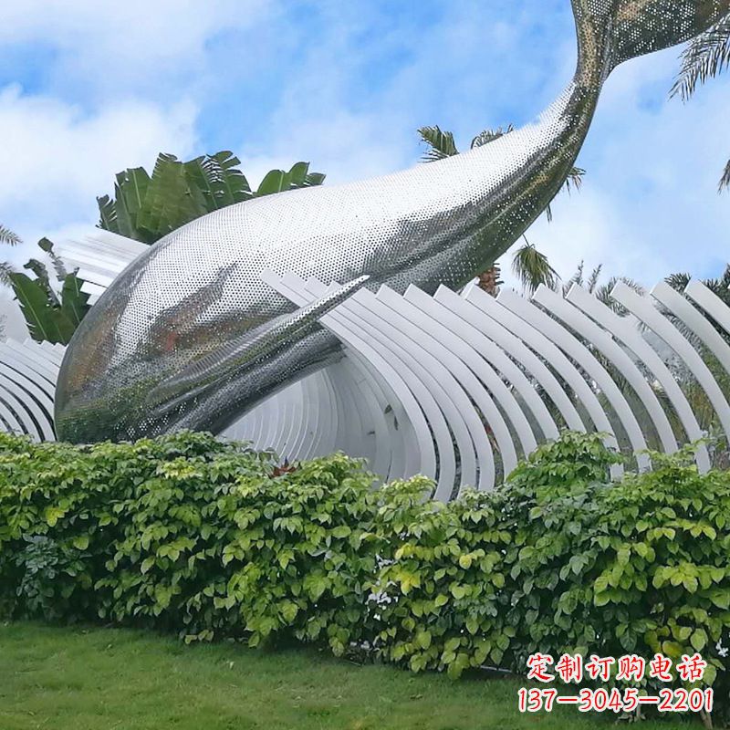 南通海豚雕塑镜面鲸鱼创意动物景观