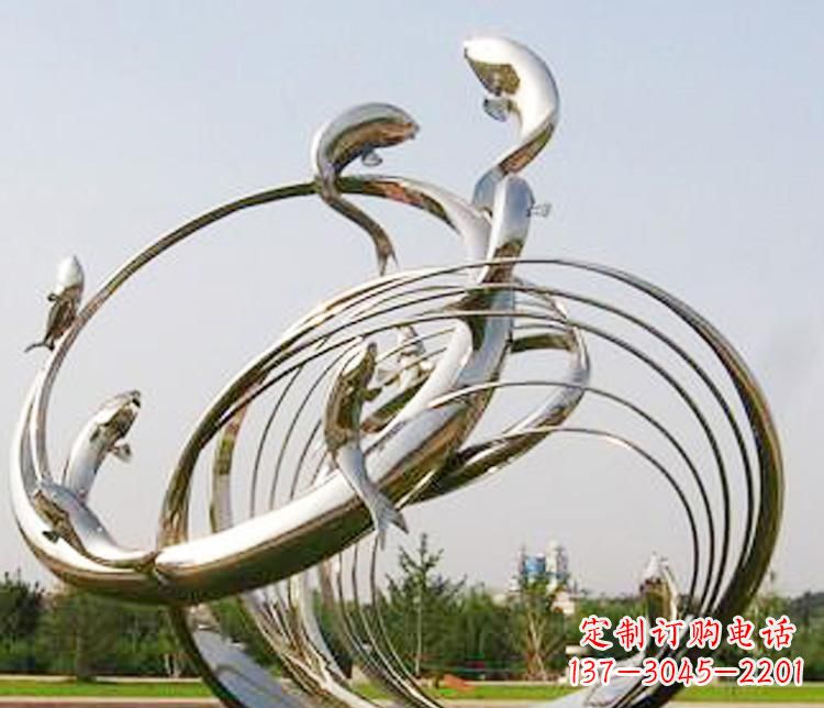 南通不锈钢海豚雕塑美丽而又神秘