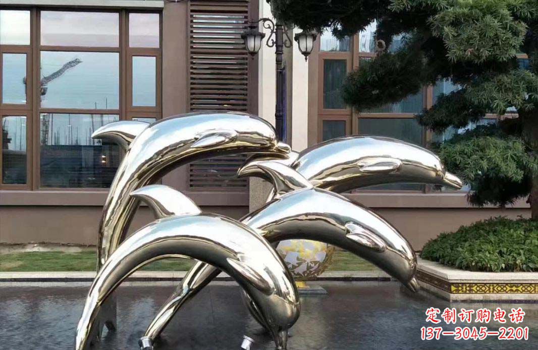 南通不锈钢海豚跳跃雕塑精美绝伦