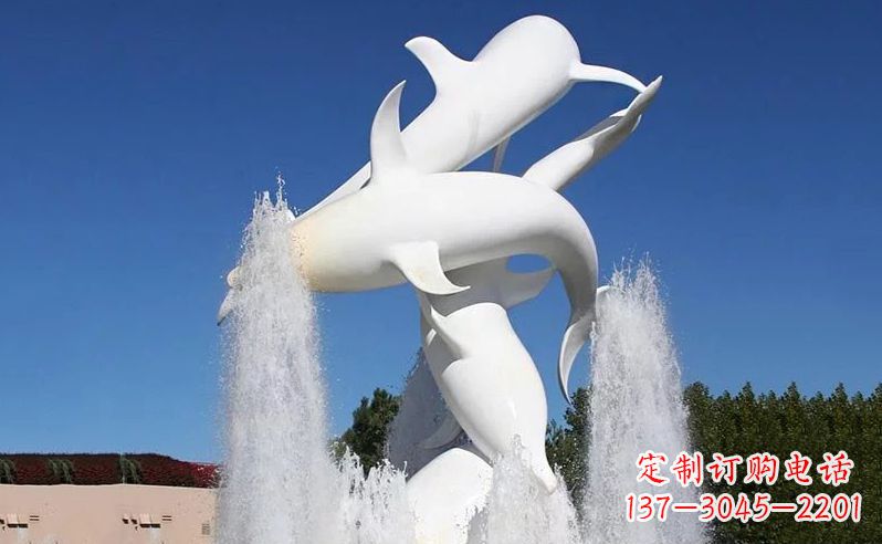 南通不锈钢海豚喷泉雕塑传递海豚的美丽