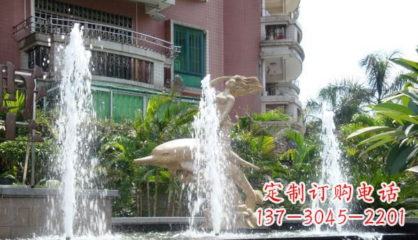 南通不锈钢海豚喷泉雕塑精美的海洋艺术
