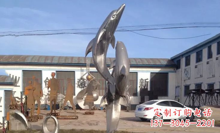 南通不锈钢海豚嬉戏雕塑精美的艺术视觉