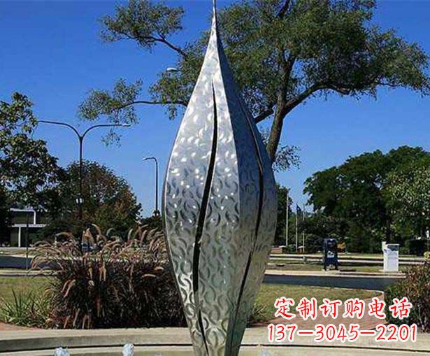 南通不锈钢花骨朵喷泉雕塑精致细节展现精美艺术