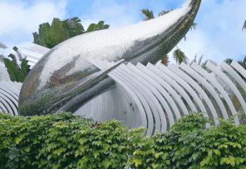 南通海豚雕塑镜面鲸鱼创意动物景观