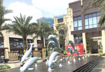 南通精美海豚喷泉，点缀城市企业街道