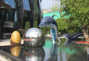 南通不锈钢海豚景观雕塑创造精美绝伦的企业公园