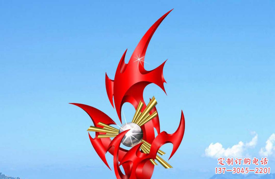 南通不锈钢火苗抽象景观雕塑给城市添彩