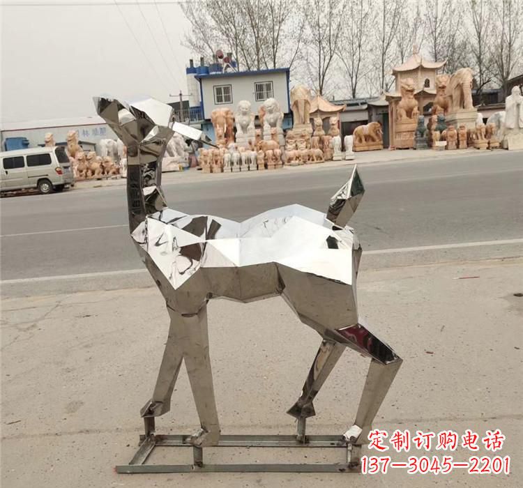 南通不锈钢几何小鹿雕塑精美艺术品