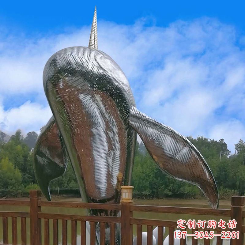 南通大型海边公园水景动物雕塑——不锈钢鲸鱼