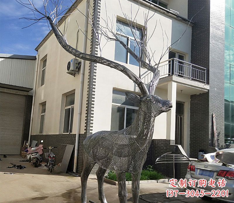 南通不锈钢景观梅花鹿雕塑美丽的艺术精品