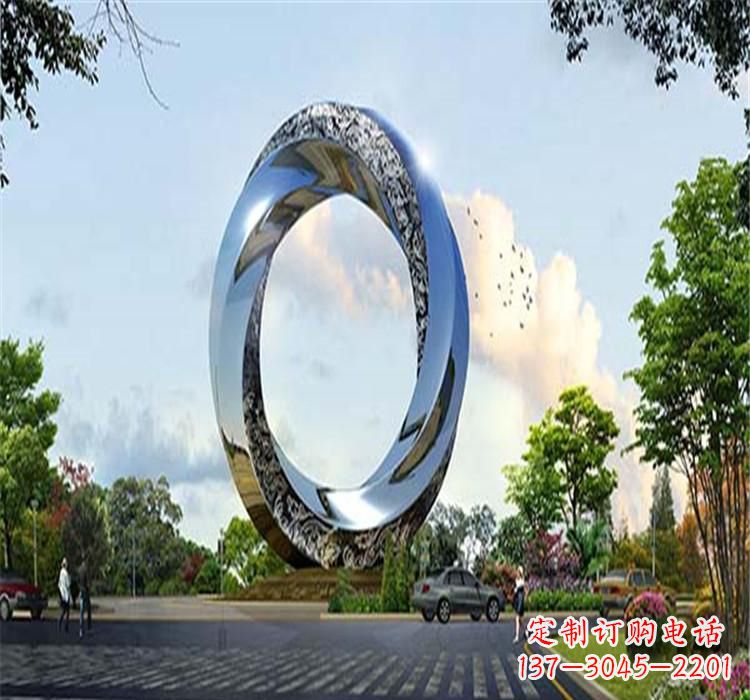 南通不锈钢圆环雕塑美丽的空间装饰