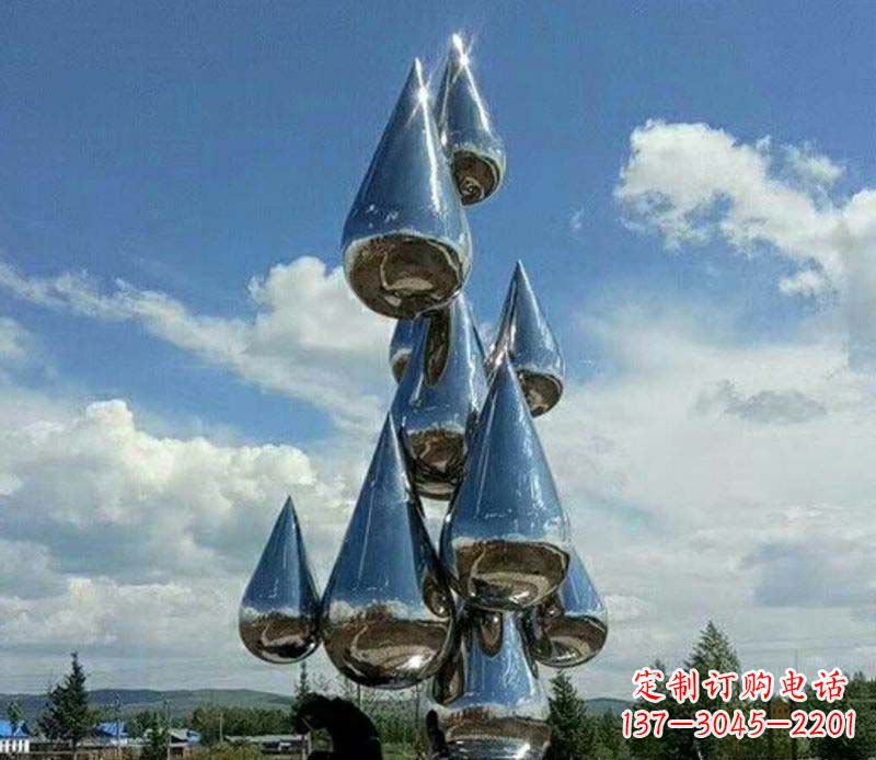 南通不锈钢镜面大型水滴雕塑——艺术精美、精致优雅