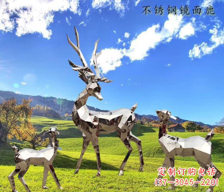 南通不锈钢鹿精美的动物雕塑