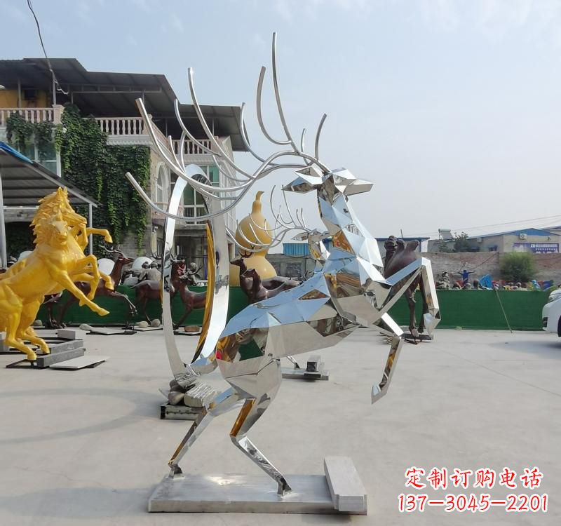 南通精美不锈钢镜面动物鹿雕塑