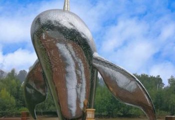 南通大型海边公园水景动物雕塑——不锈钢鲸鱼