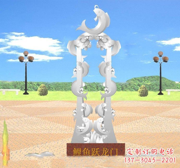 南通不锈钢鲤鱼跃龙门雕塑——传承传统文化的艺术瑰宝