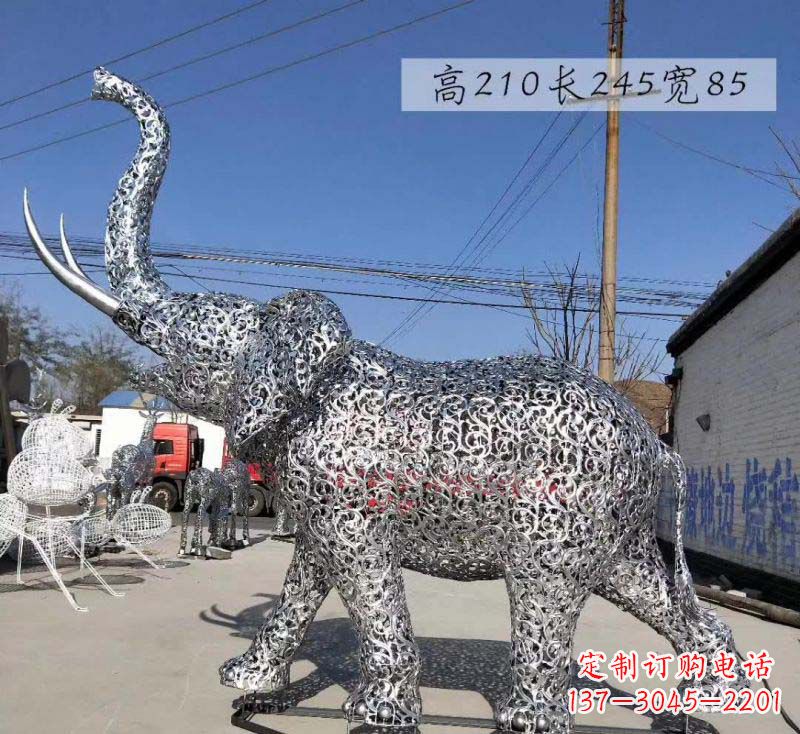 南通不锈钢镂空大象雕塑精美绝伦的艺术品