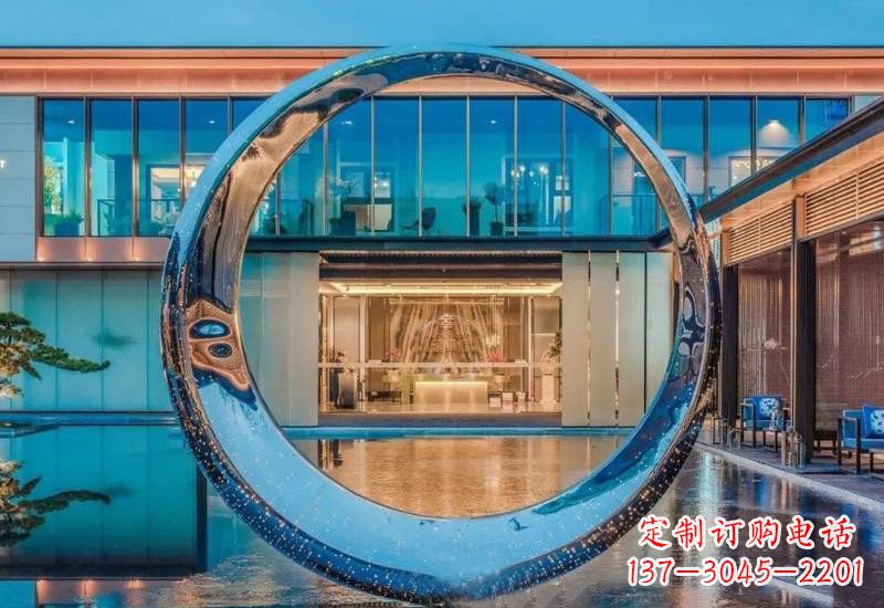 南通不锈钢镂空灯光圆环雕塑
