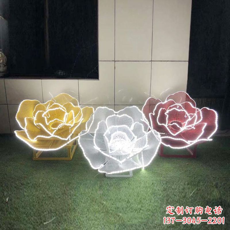 南通精美不锈钢玫瑰花灯光雕塑