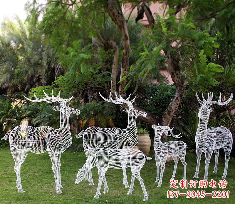 南通精美的不锈钢镂空梅花鹿雕塑