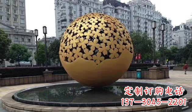 南通不锈钢镂空球喷泉雕塑——精致美观