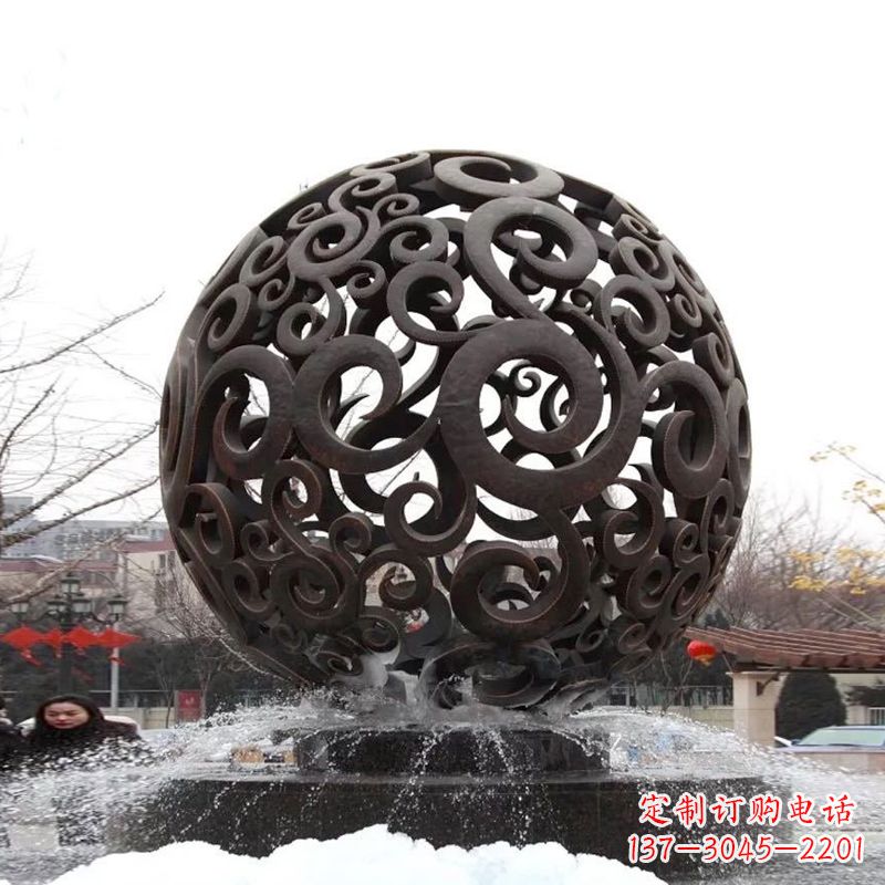 南通不锈钢镂空球水景喷泉雕塑