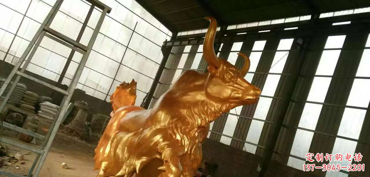 南通精美不锈钢牦牛钛金雕塑