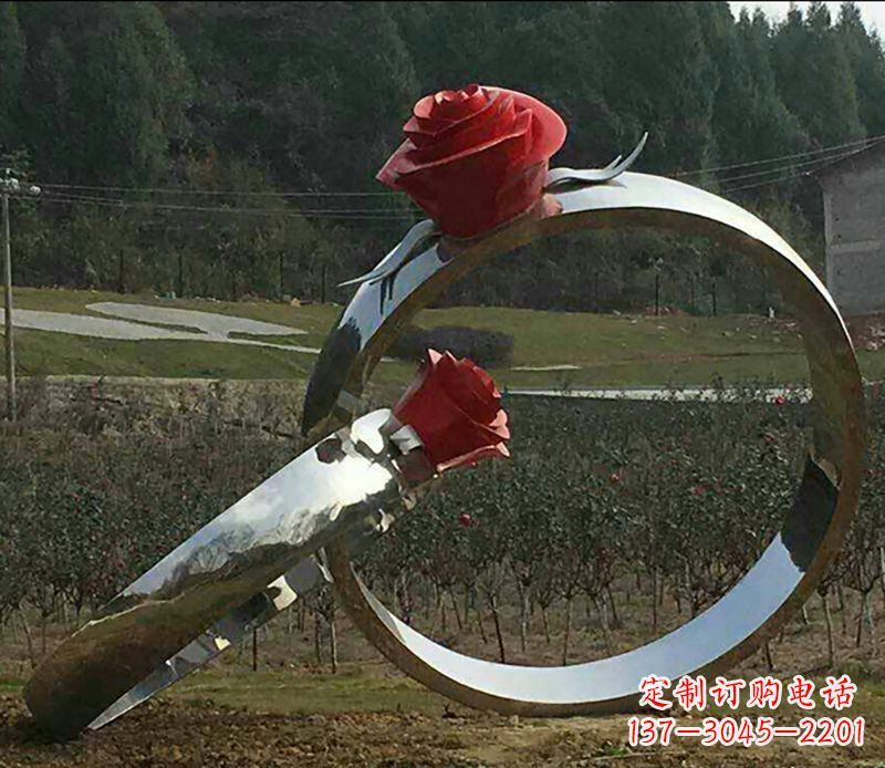 南通不锈钢玫瑰雕塑精美的艺术珍品
