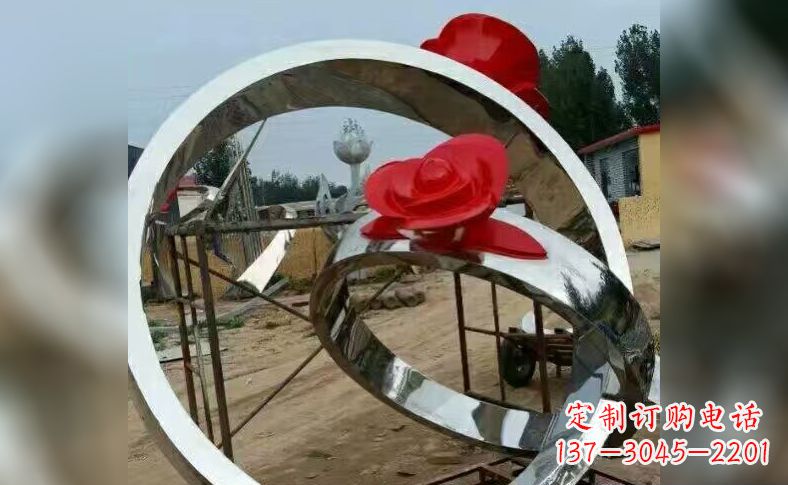 南通不锈钢玫瑰花戒指雕塑