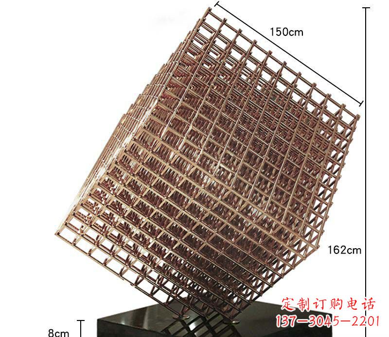 南通玫瑰金色几何雕塑