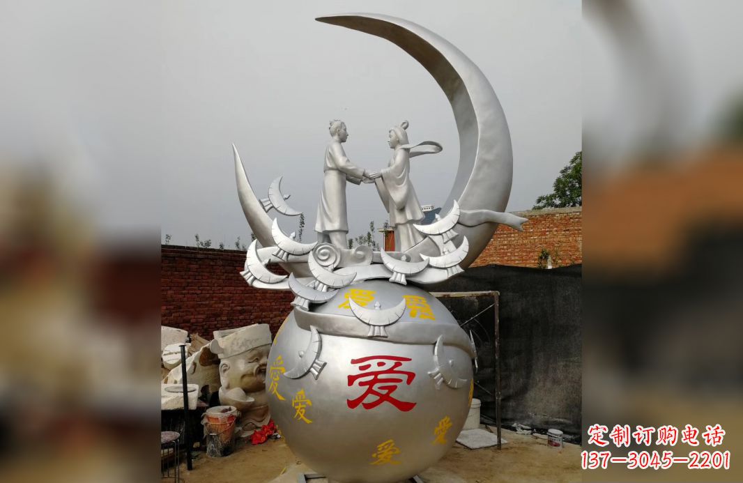 南通不锈钢牛郎织女雕塑爱情永存
