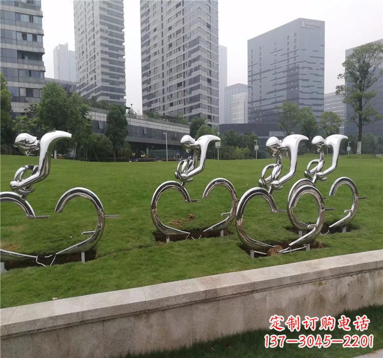 南通不锈钢自行车雕塑美丽的艺术绽放