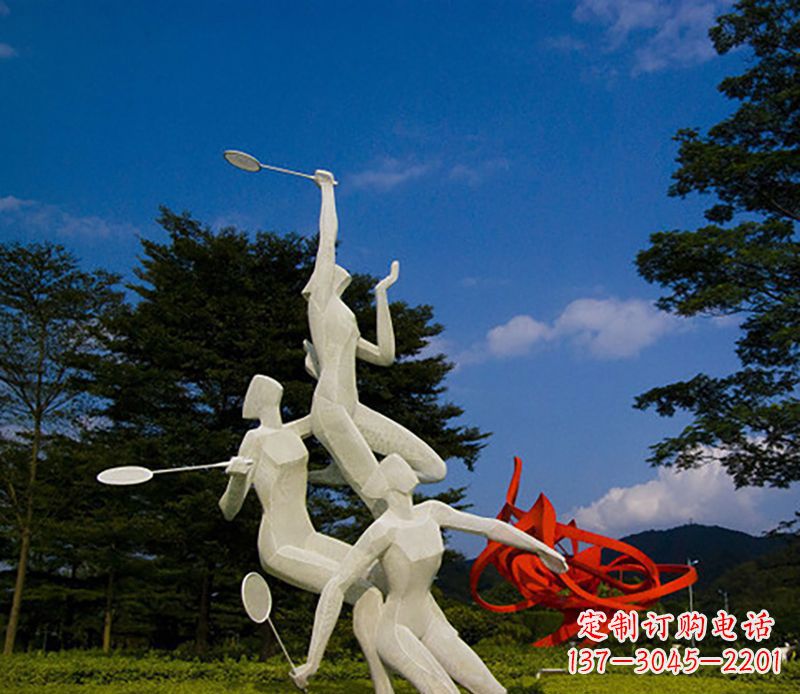 南通不锈钢羽毛球雕塑精美线条展现体育热情
