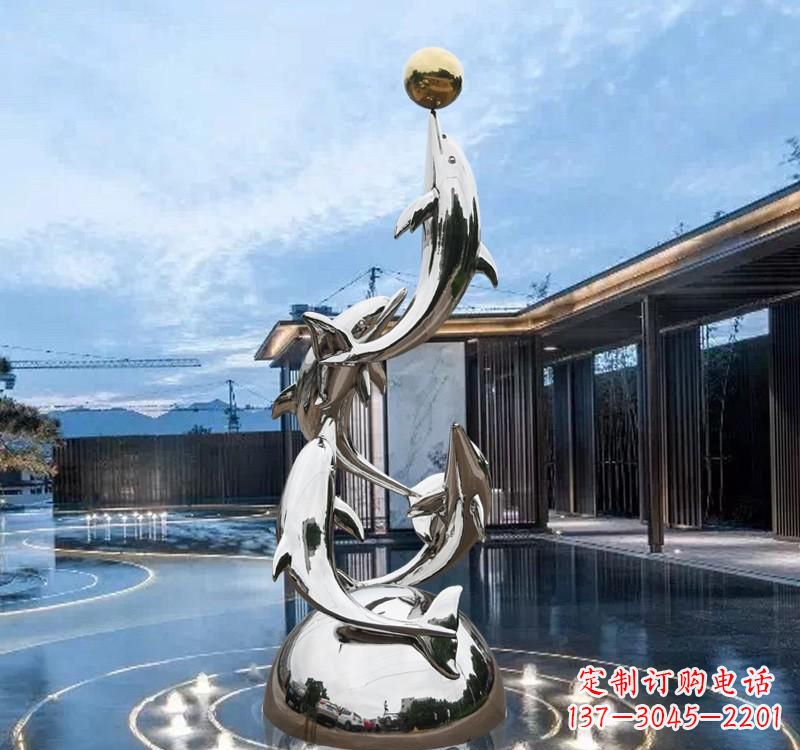 南通海豚的优雅身姿——不锈钢水景雕塑
