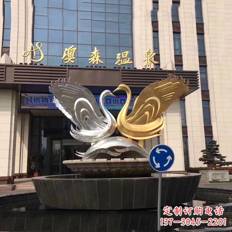 南通高贵而优雅不锈钢天鹅雕塑