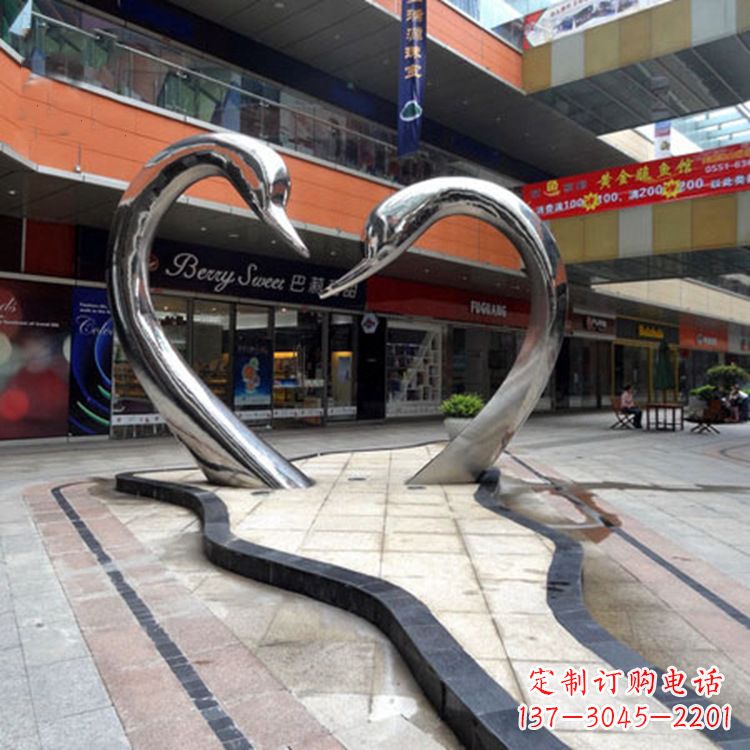 南通不锈钢天鹅爱情雕塑把浪漫永恒的爱情永久凝固