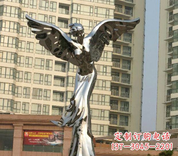 南通不锈钢天使雕塑传递温暖的祝福