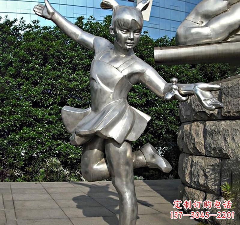 南通儿童雕塑不锈钢跳舞人物