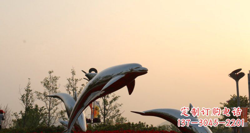 南通不锈钢海豚雕塑跳跃的美丽